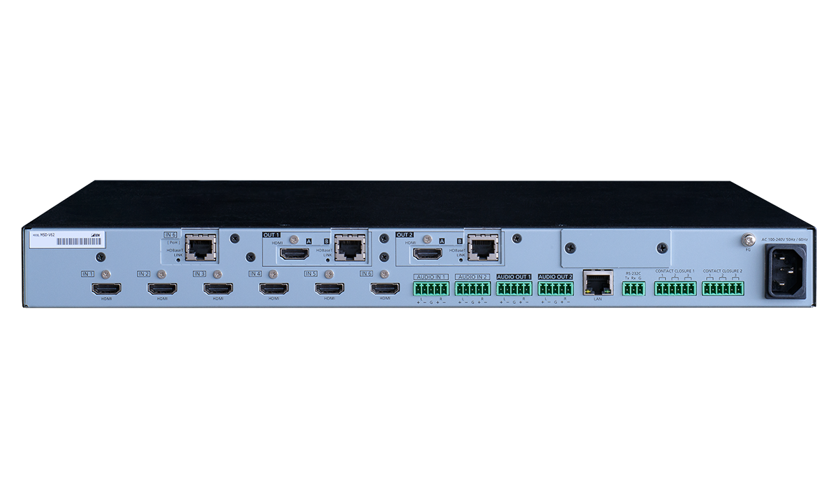 4K@60 Digital Multi Switcher with 6 Inputs and 2 Outputs, HDBaseT Output model