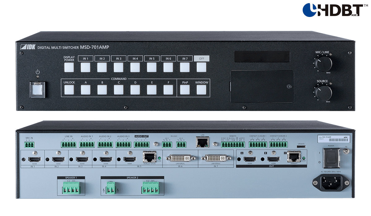 [MSD-701AMP] Digital Multi Switcher with Integrated Audio Power Amplifier /7 Inputs & 1 Output