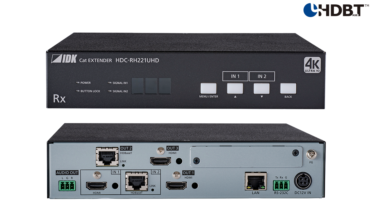 4K@60 HDBaseT Receiver with 2 Inputs & 3 Outputs