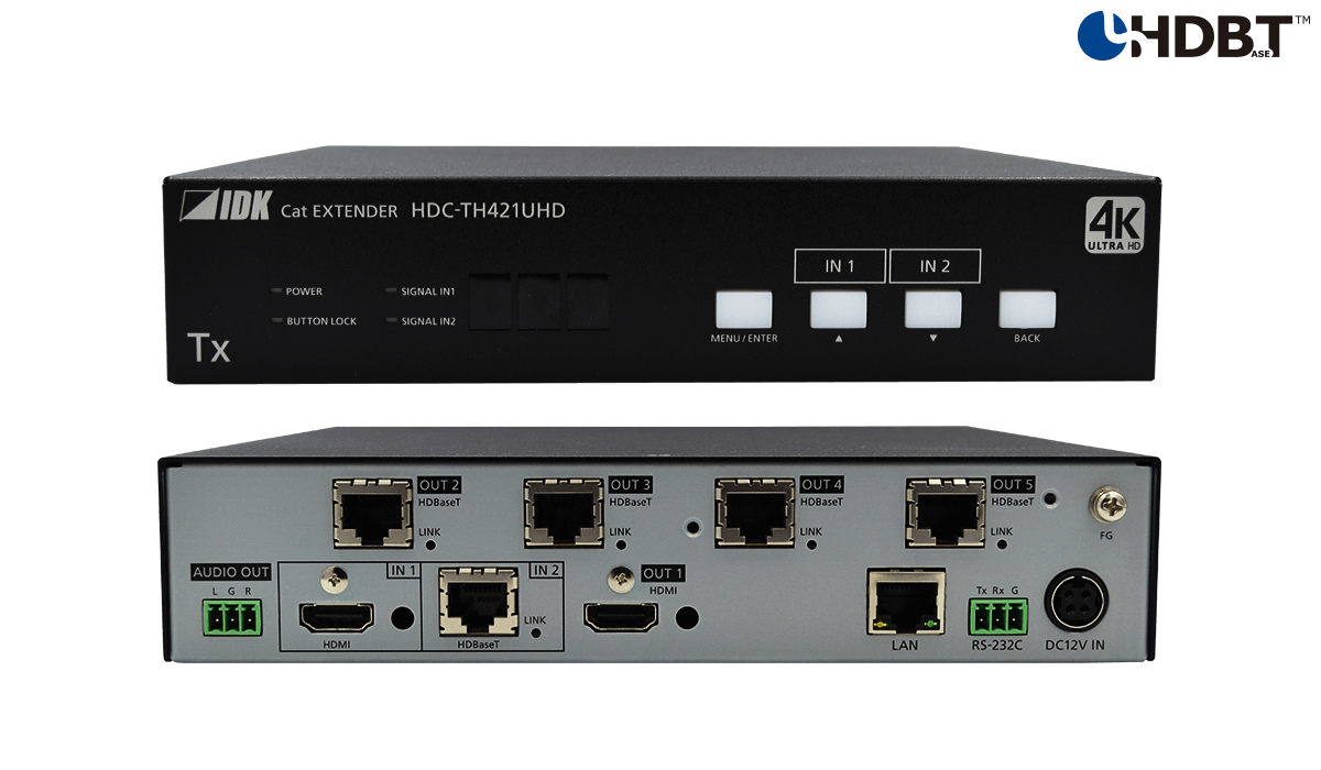 [HDC-TH421UHD] 4K@60 HDBaseT Transmitter with 2 Inputs & 5 Outputs