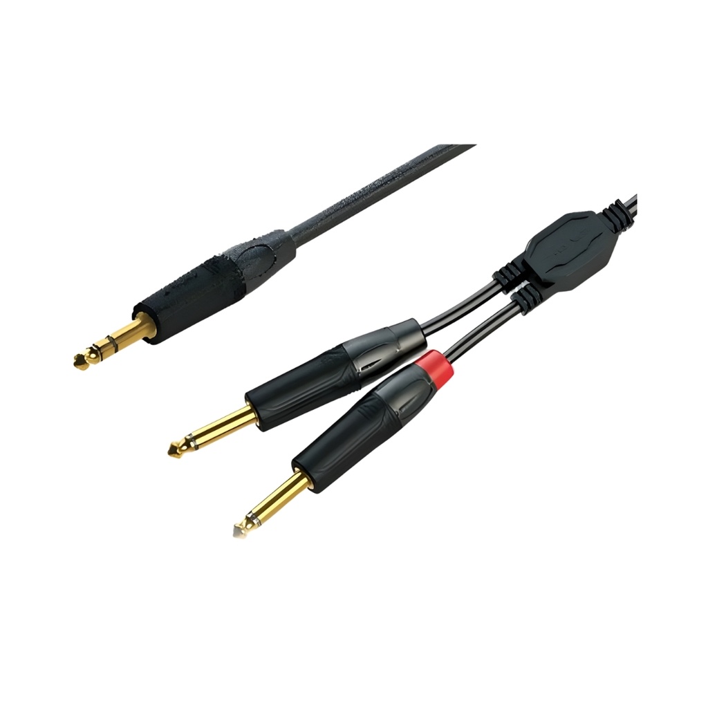 GPTC130 1x6.35mm 1/4'' TRS Stereo Jack to 2x6.35mm 1/4'' Mono Jacks 1.5m
