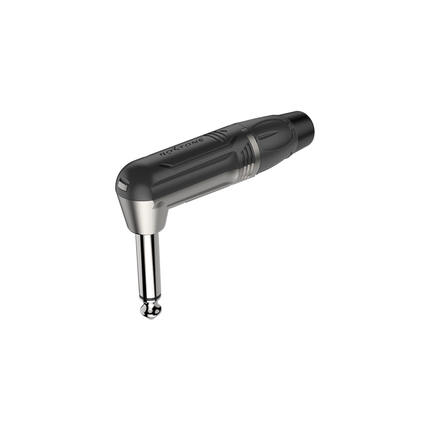 RJ2RP-BG 6.3mm Right Angle Mono Plug, Black / Gold